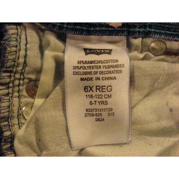 LEVIS GIRLS CUTOFF JEAN SHORTS W 20 MEASURED Tag 6X Kids Adjustable Waist Blue - Picture 8 of 9